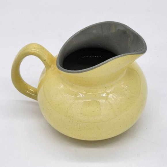 Vintage Harkerware Stone China Oven Proof Cream Pitcher Golden Dawn Yellow Gray - Picture 2 of 4